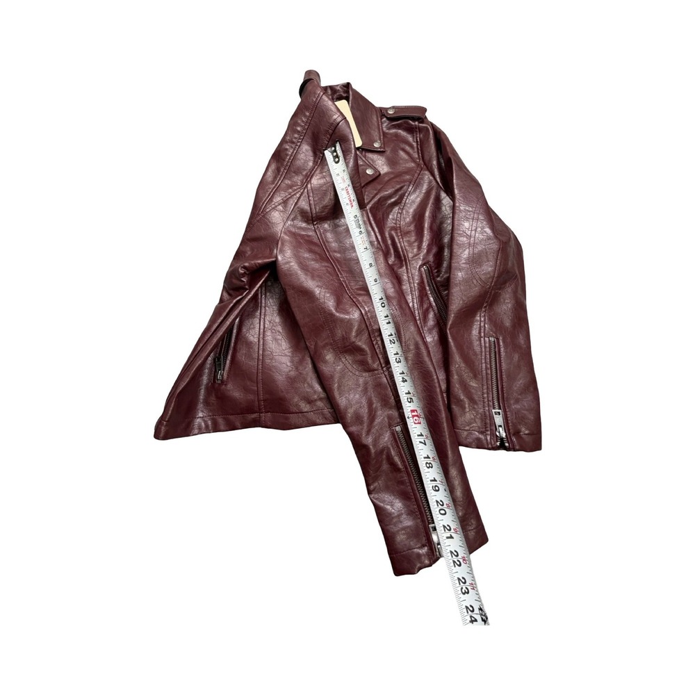 Levi's Jacket Womens XL Burgundy Faux Leather Moto Asymmetrical Zip Biker New - Picture 8 of 12